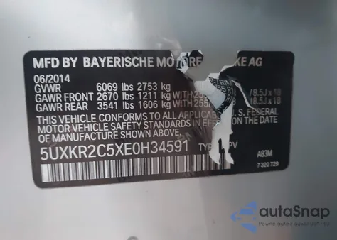 2014 BMW X5 Sdrive35I из США, поврежденный, VIN 5UXKR2C5XE0H34591